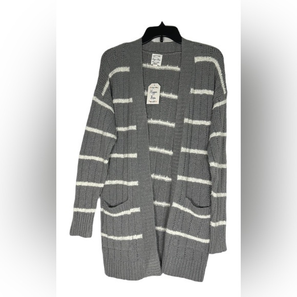 HIPPIE ROSE Striped Open-Front Long Cardigan - Picture 1 of 2